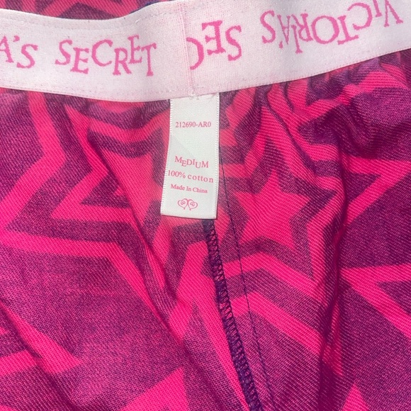 Victorias Secret Pajamas PJ Set TOP/Pants bottoms Flannel Stars Blue Pink size M - Picture 4 of 4